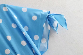 Női alkalmi pöttyös ruha kék színben