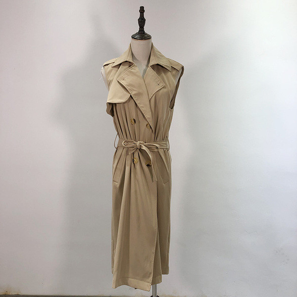 Vesta lunga de dama cu cravate de culoare maro