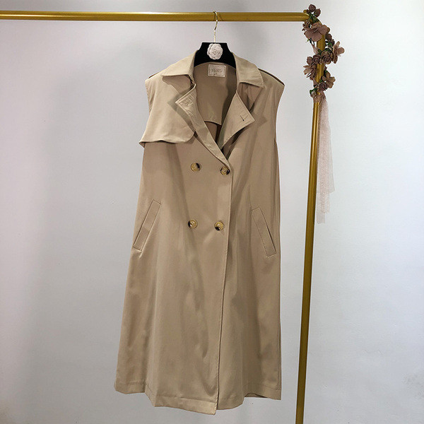 Vesta lunga de dama cu cravate de culoare maro