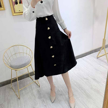 Hosszú női szoknya fekete gombokkal