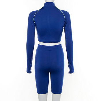 Дамски спортен комплект в два цвята - син и черен