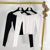 Bluză scurtă de damă cu mâneci lungi în două culori