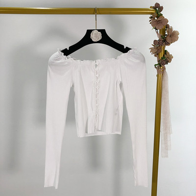 Bluză scurtă de damă cu mâneci lungi în două culori