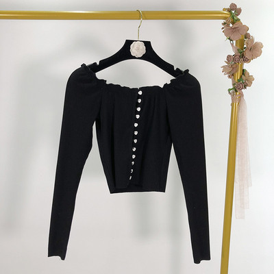 Bluză scurtă de damă cu mâneci lungi în două culori