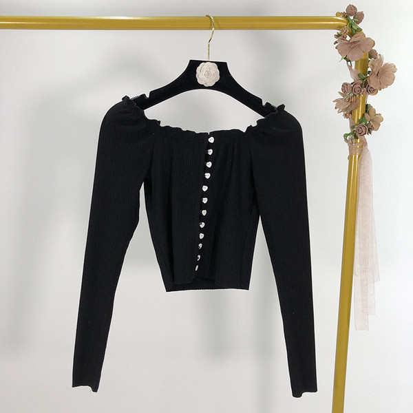 Bluză scurtă de damă cu mâneci lungi în două culori