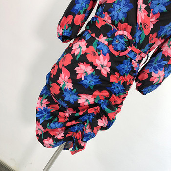 Rochie de dama cu decolteu in V, maneci 3/4 si curea