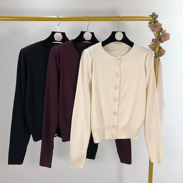 Cardigan dama din tricotat subtire cu nasturi - trei culori