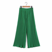 Pantaloni moderni de dama - model larg in culoarea verde