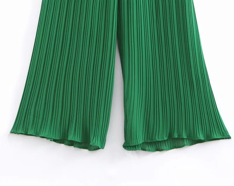 Pantaloni moderni de dama - model larg in culoarea verde