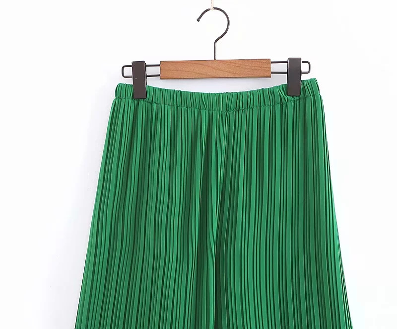 Pantaloni moderni de dama - model larg in culoarea verde