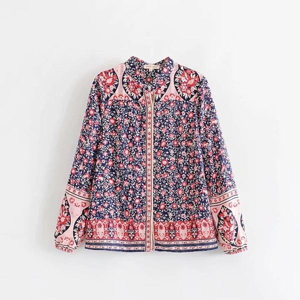 Virágos motívumú, hosszú ujjú női ing