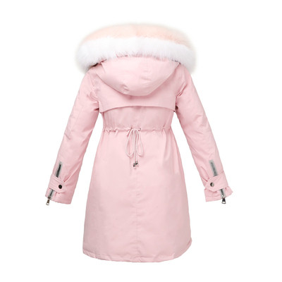 Модерно дамско дълго яке с пух и цип в няколко цвята 