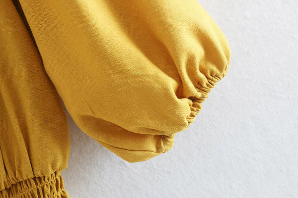 Rochie de dama cu maneci 3/4 de culoare galbena