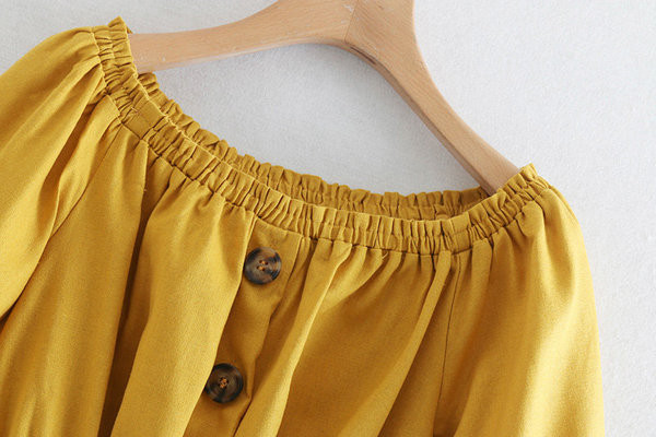 Rochie de dama cu maneci 3/4 de culoare galbena