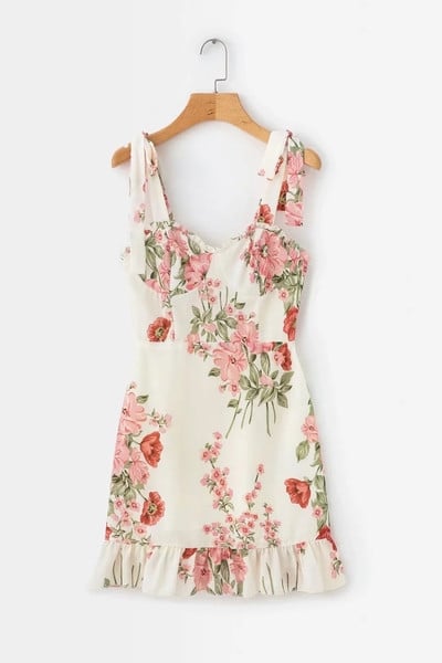 Virágmintás, vékony pántos női ruha