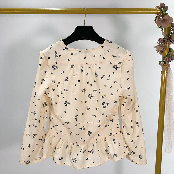 Női rövid ing V-nyakkal és gombokkal