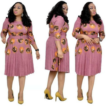 Modern női ruha 3/4-es ujjal és O-nyakú több színben