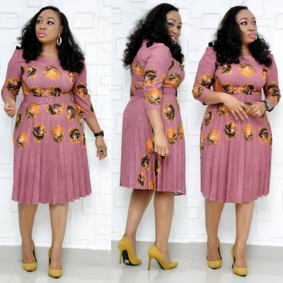 Modern női ruha 3/4-es ujjal és O-nyakú több színben