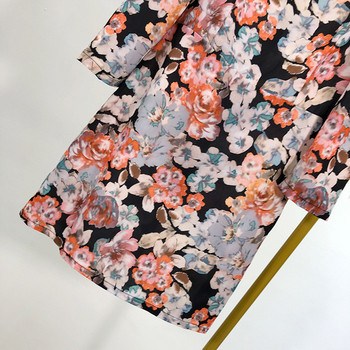 Virágmintás női hosszú ruha ovális nyakkivágással