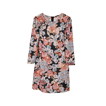 Virágmintás női hosszú ruha ovális nyakkivágással