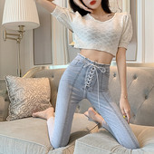 Női alkalmi farmer Karcsú, fűzős modell