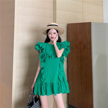 Modern női ruha fehér és zöld színben