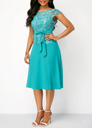 Rochie eleganta de dama cu dantela si maneci scurte in trei culori