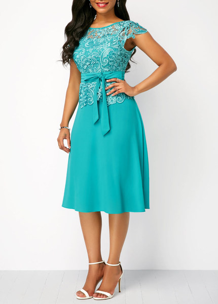 Rochie eleganta de dama cu dantela si maneci scurte in trei culori