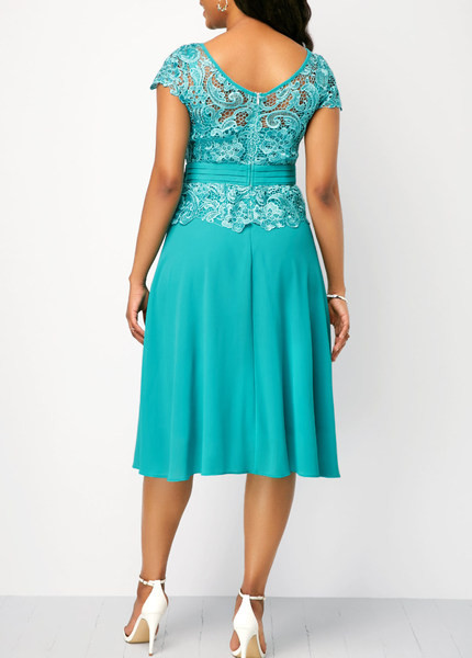 Rochie eleganta de dama cu dantela si maneci scurte in trei culori