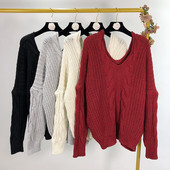 Pulover casual dama cu decolteu in V