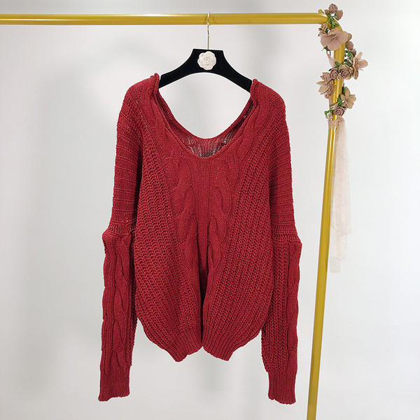 Pulover casual dama cu decolteu in V