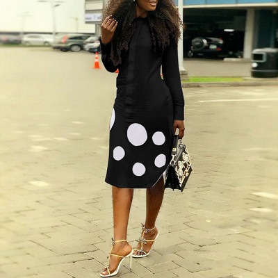 Modern női ruha hosszú ujjú fehér és fekete színben