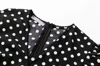 Rochie elegantă de damă cu buline, de culoare neagră