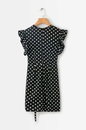 Rochie elegantă de damă cu buline, de culoare neagră