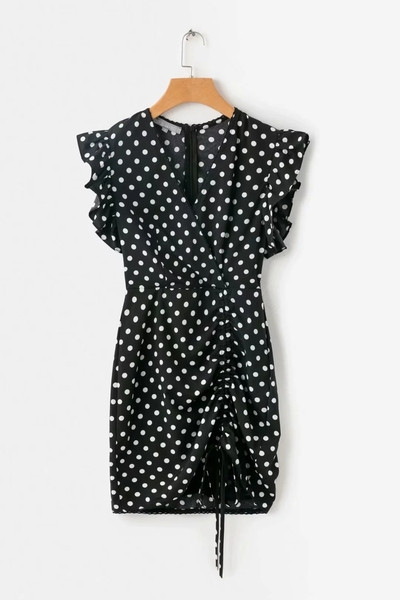 Rochie elegantă de damă cu buline, de culoare neagră