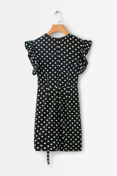 Rochie elegantă de damă cu buline, de culoare neagră