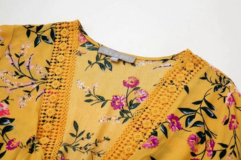 Rochie de vara dama cu maneca dreapta si scurta de culoare galbena