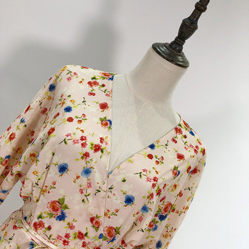 Rochie lunga cu maneci 3/4 si legaturi in talie