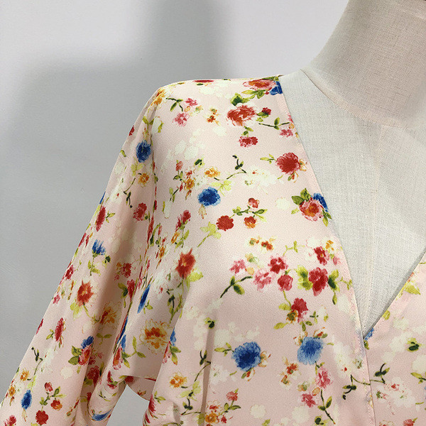 Rochie lunga cu maneci 3/4 si legaturi in talie