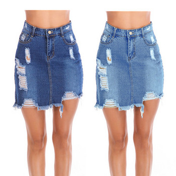 Női lezser farmerszoknya magas derékkal, két színben