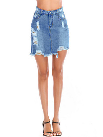 Női lezser farmerszoknya magas derékkal, két színben