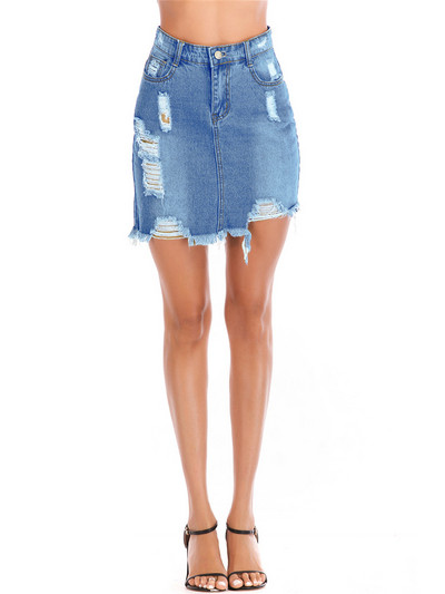 Női lezser farmerszoknya magas derékkal, két színben