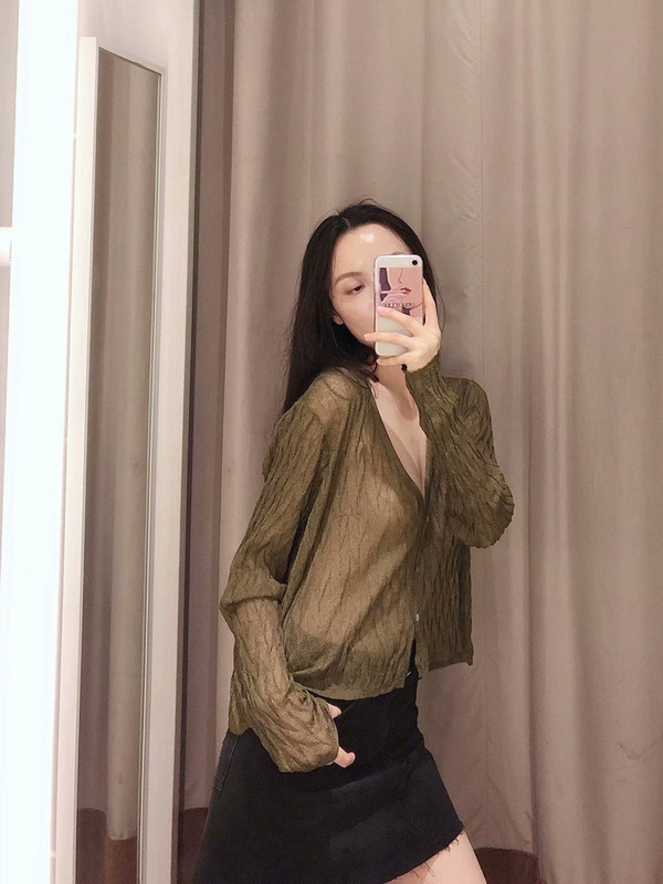 Cardigan dama din tricotat subtire de culoare maro - model larg