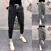 Спортно елегантен мъжки панталон с връзки в няколко цвята