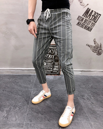 Спортно елегантен мъжки панталон с връзки в няколко цвята