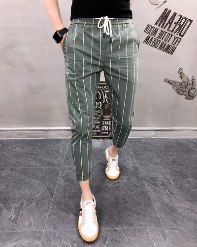 Спортно елегантен мъжки панталон с връзки в няколко цвята