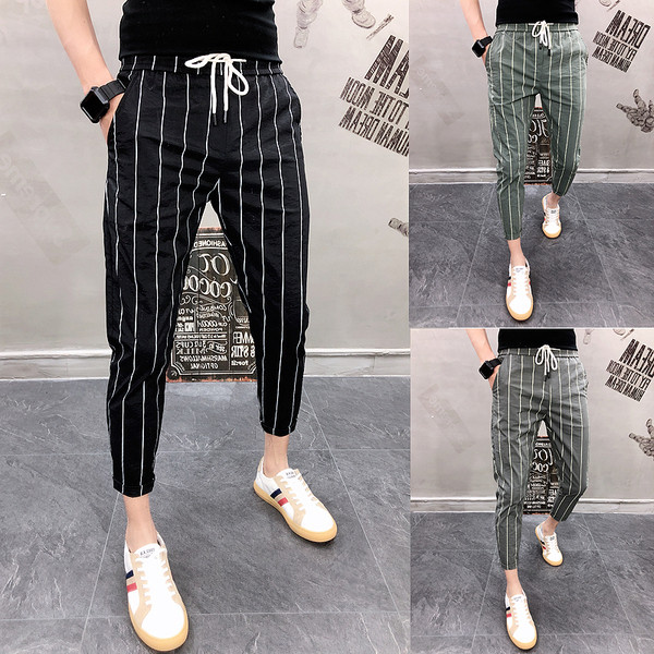 Спортно елегантен мъжки панталон с връзки в няколко цвята 