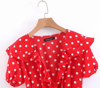 Rochie de dama cu buline de culoare rosie