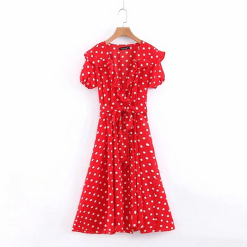 Rochie de dama cu buline de culoare rosie