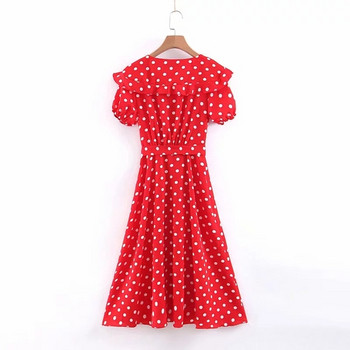 Rochie de dama cu buline de culoare rosie